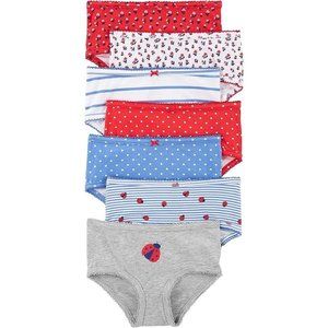 Carter's Girls 7-Pack Stretch Cotton Undies Ladybug Floral Size 4/5 NEW